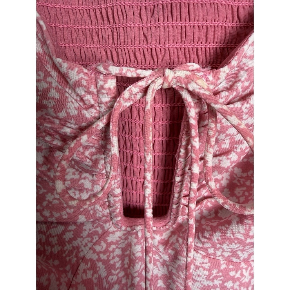 Abercrombie & Fitch Floral Boho Ruched Smocked Puff Sleeve Top Women's Size XL - Picture 3 of 9